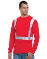 Bayside Unisex USA-Made High Visibility Long Sleeve Pocket T-Shirt - Red - Bayside 3781