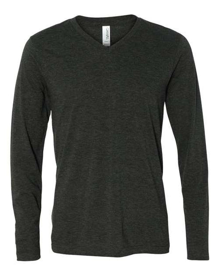 BELLA + CANVAS Long Sleeve V-Neck Tee - BELLA + CANVAS 3425 BELLA + CANVAS Charcoal Black Triblend XS