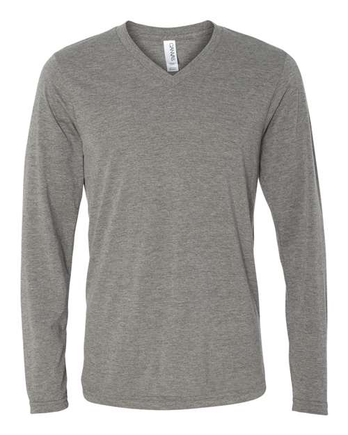 BELLA + CANVAS Long Sleeve V-Neck Tee - BELLA + CANVAS 3425 BELLA + CANVAS Grey Triblend XS