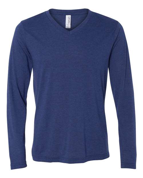 BELLA + CANVAS Long Sleeve V-Neck Tee - BELLA + CANVAS 3425 BELLA + CANVAS Navy Triblend XS