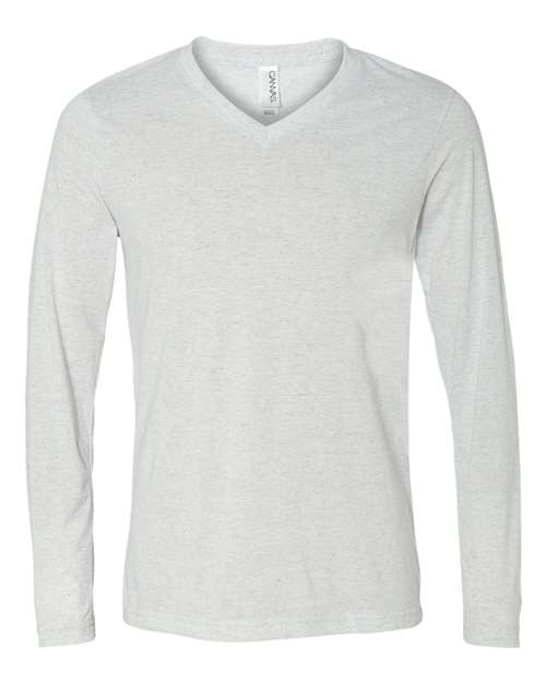 BELLA + CANVAS Long Sleeve V-Neck Tee - BELLA + CANVAS 3425 BELLA + CANVAS White Fleck Triblend XS