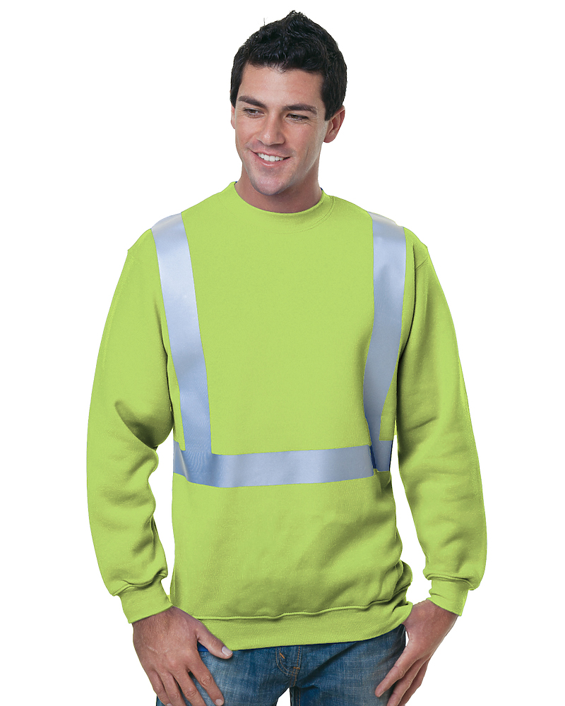 Bayside Men's USA-Made Hi-Visibility Crewneck Sweatshirt - Lime Green - Bayside 3792