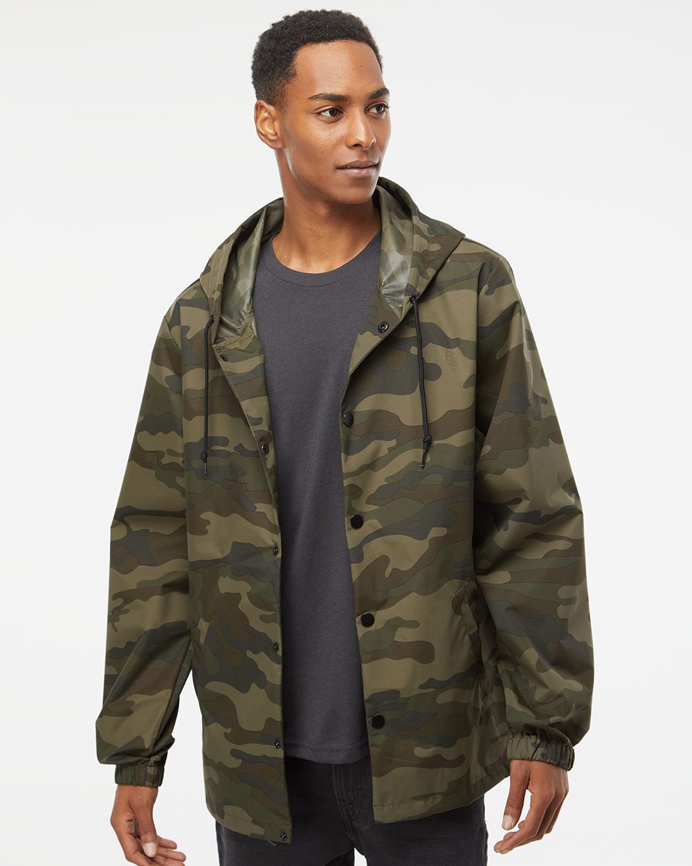Independent Trading Co. Men's Water-Resistant Hooded Windbreaker - Independent Trading Co. EXP95NB