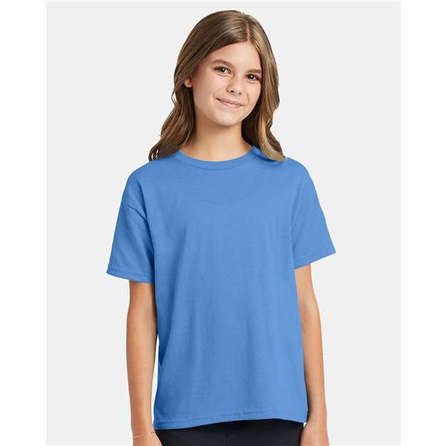 Hanes Ecosmart™ Youth T-Shirt - Carolina Blue - Hanes 5370 Hanes Carolina Blue XS