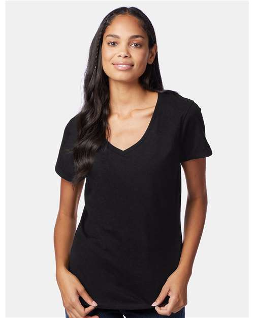 Hanes Perfect-T Women’s V-Neck T-Shirt - Black - Hanes S04V