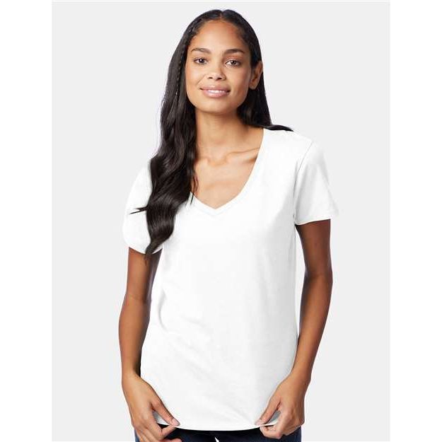 Hanes Perfect-T Women’s V-Neck T-Shirt - White - Hanes S04V Hanes