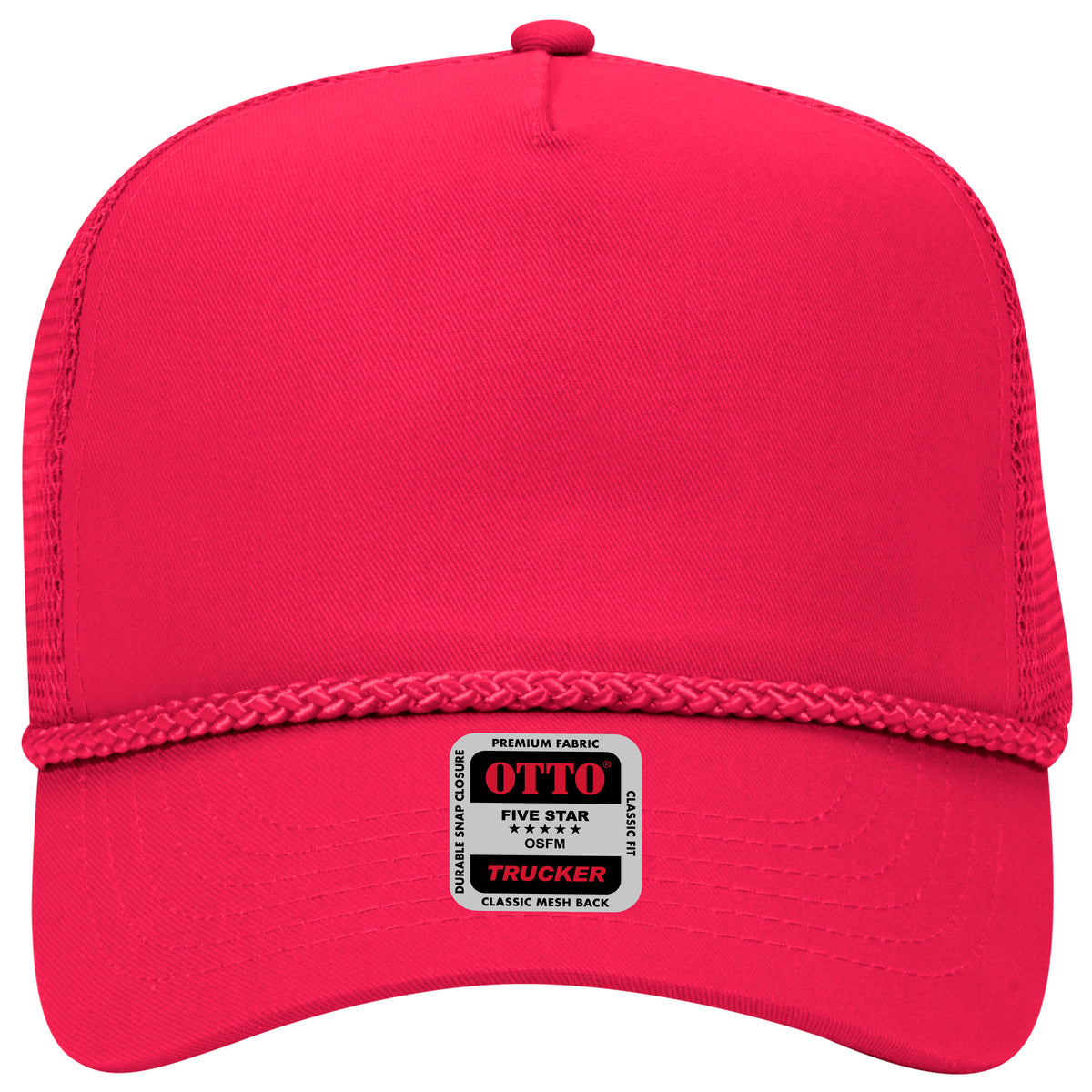 OTTO CAP 5 Panel Mid Profile Mesh Back Trucker Hat OTTO 39-071 Otto Cap 002 - Red OSFM - Adult