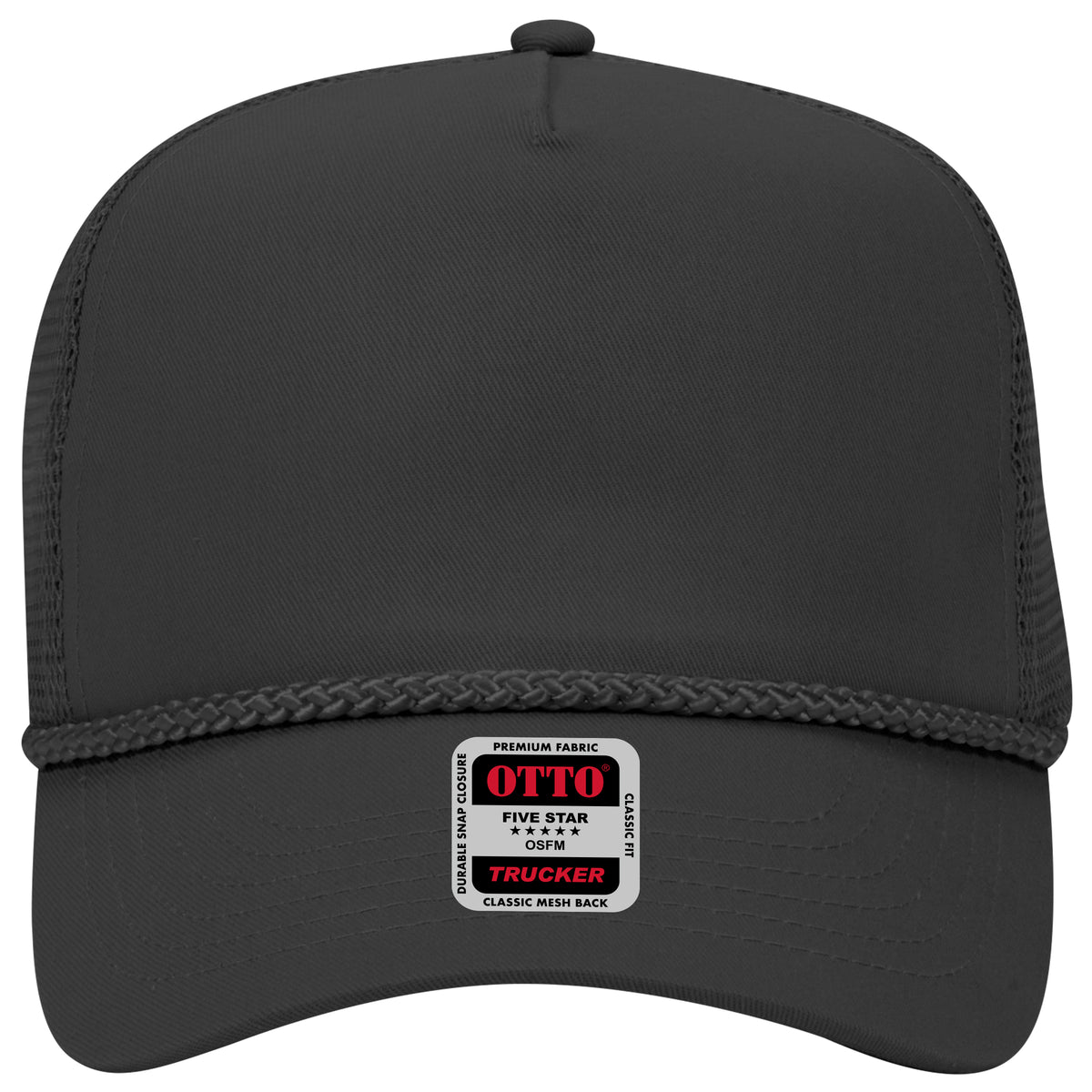 OTTO CAP 5 Panel Mid Profile Mesh Back Trucker Hat OTTO 39-071 Otto Cap 003 - Black OSFM - Adult