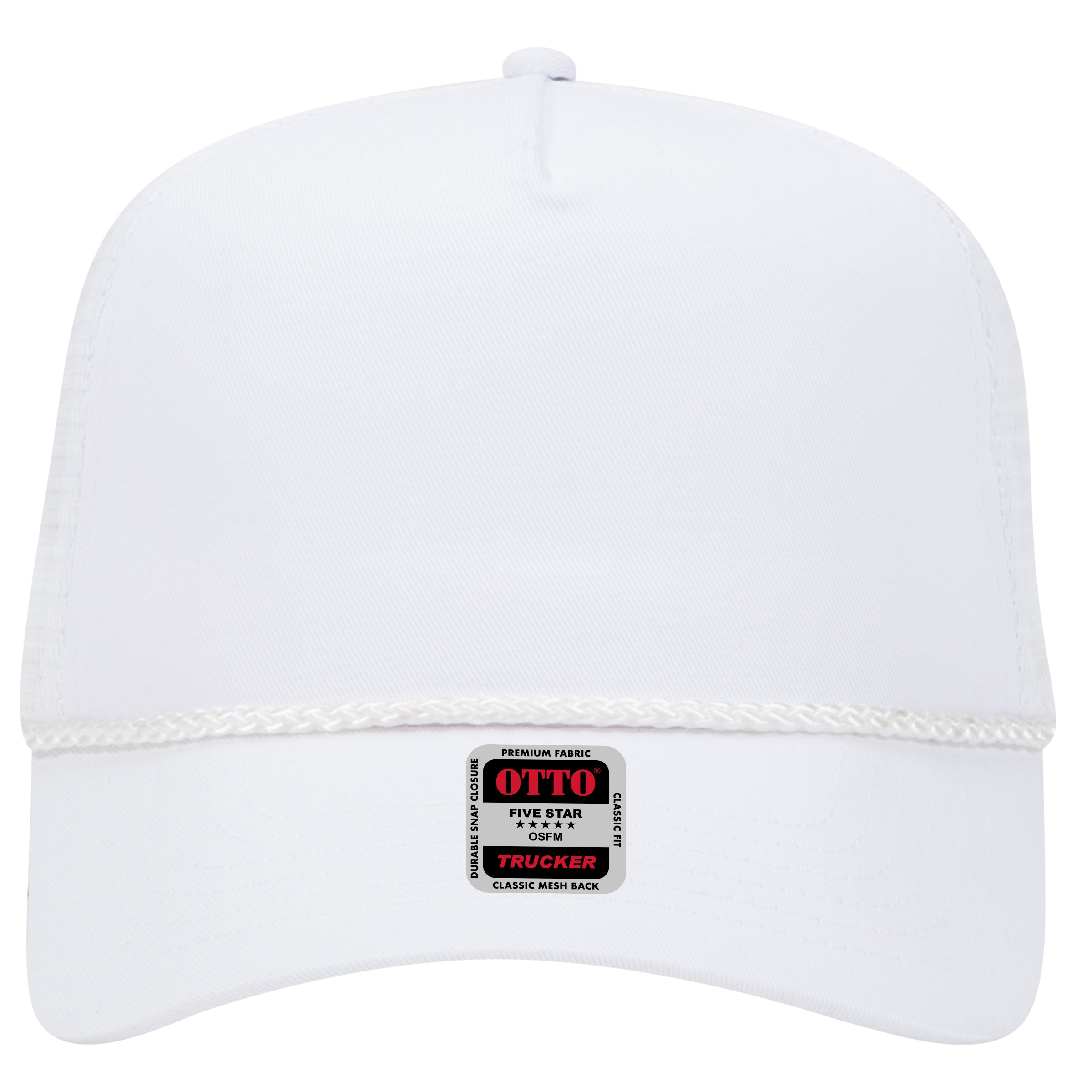 OTTO CAP 5 Panel Mid Profile Mesh Back Trucker Hat OTTO 39-071 Otto Cap 016 - White OSFM - Adult