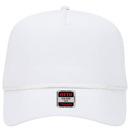 OTTO CAP 5 Panel Mid Profile Mesh Back Trucker Hat OTTO 39-071 Otto Cap 016 - White OSFM - Adult