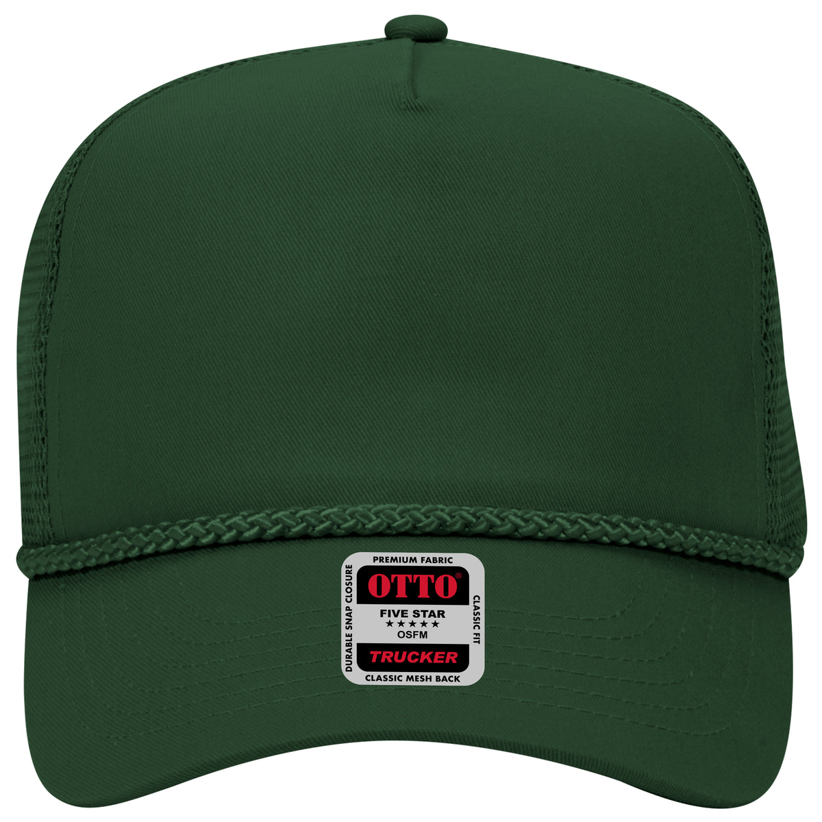 OTTO CAP 5 Panel Mid Profile Mesh Back Trucker Hat OTTO 39-071 Otto Cap 017 - Dk. Green OSFM - Adult