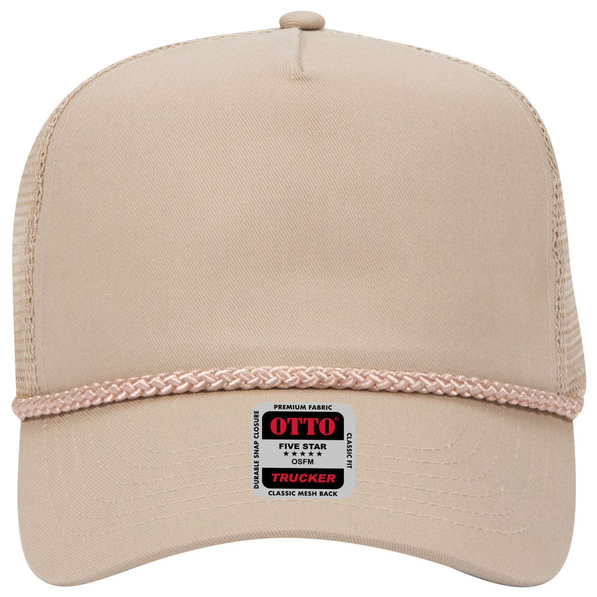 OTTO CAP 5 Panel Mid Profile Mesh Back Trucker Hat OTTO 39-071 Otto Cap 032 - Khaki OSFM - Adult