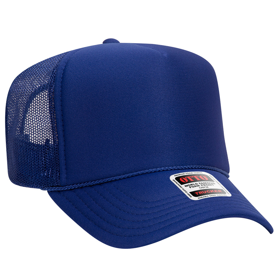 OTTO CAP 5 Panel High Crown Mesh Back Trucker Hat OTTO 39-165-001 - Royal Otto Cap 001 - Royal OSFM - Adult