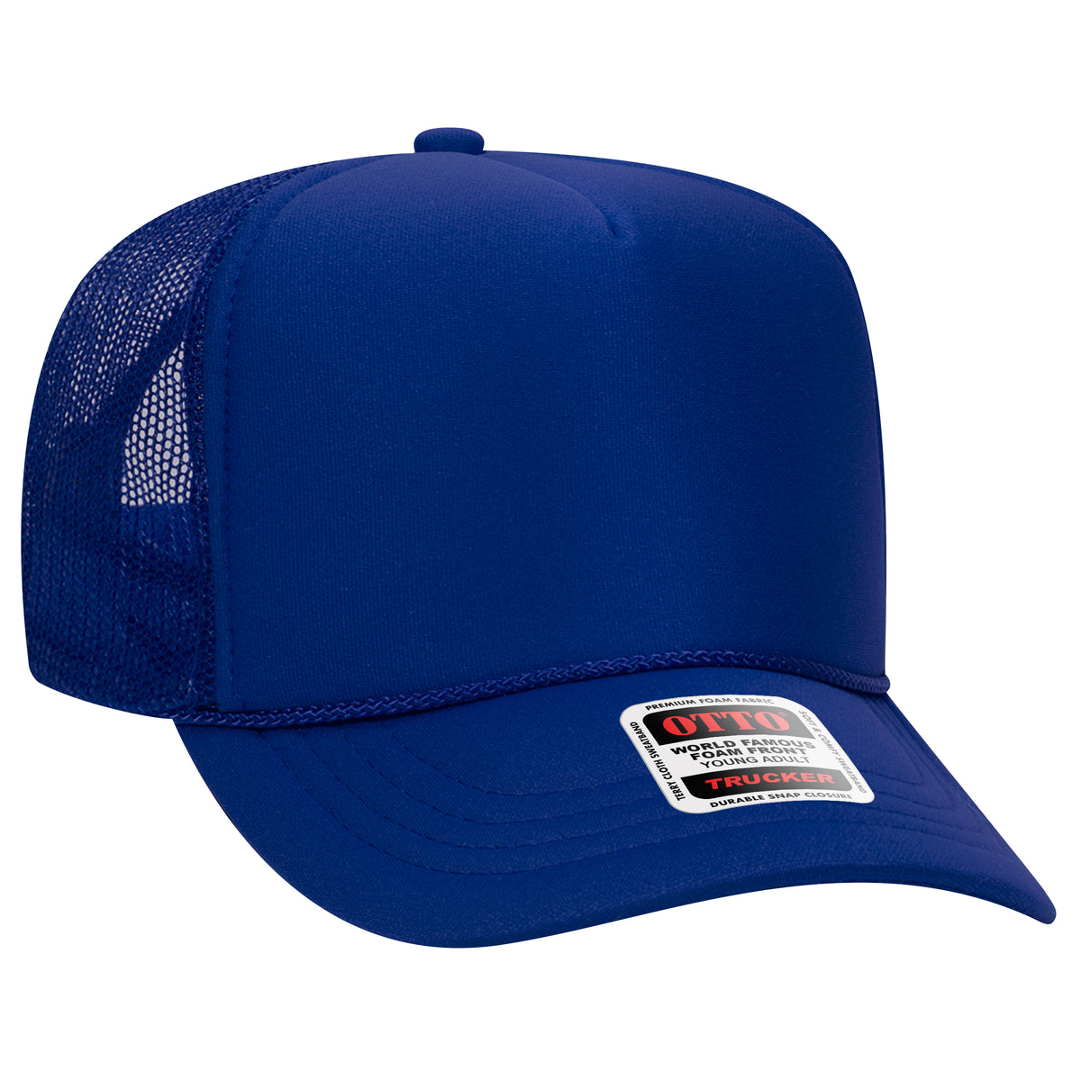 OTTO CAP 5 Panel High Crown Mesh Back Trucker Hat - OTTO Otto Cap 001 - Royal Young Adult