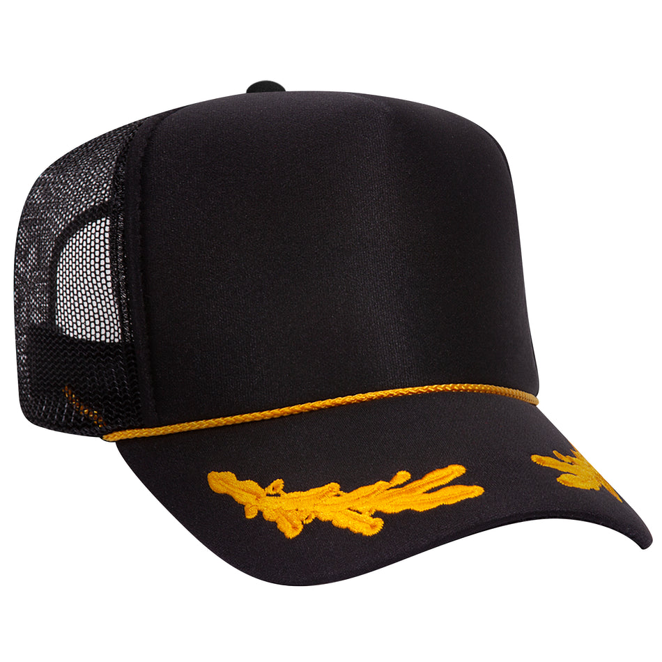 OTTO CAP 5 Panel High Crown Mesh Back Trucker Hat - OTTO Otto Cap 003G - Blk/Gld OSFM - Adult