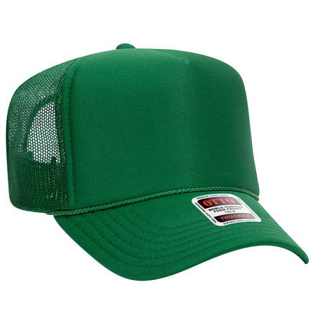 OTTO CAP 5 Panel High Crown Mesh Back Trucker Hat - OTTO Otto Cap 005 - Kelly OSFM - Adult