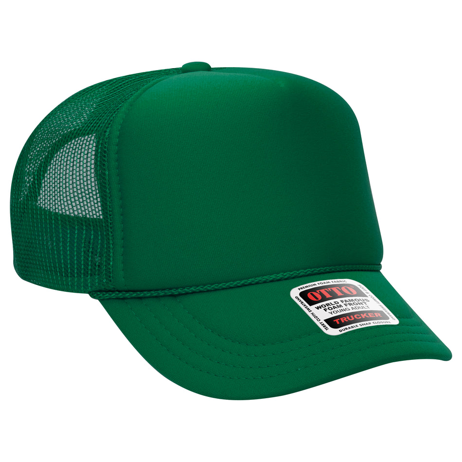 OTTO CAP 5 Panel High Crown Mesh Back Trucker Hat OTTO 39-165-005 - Kelly Otto Cap 005 - Kelly Young Adult