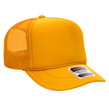 OTTO CAP 5 Panel High Crown Mesh Back Trucker Hat - OTTO Otto Cap 006 - Gold Young Adult