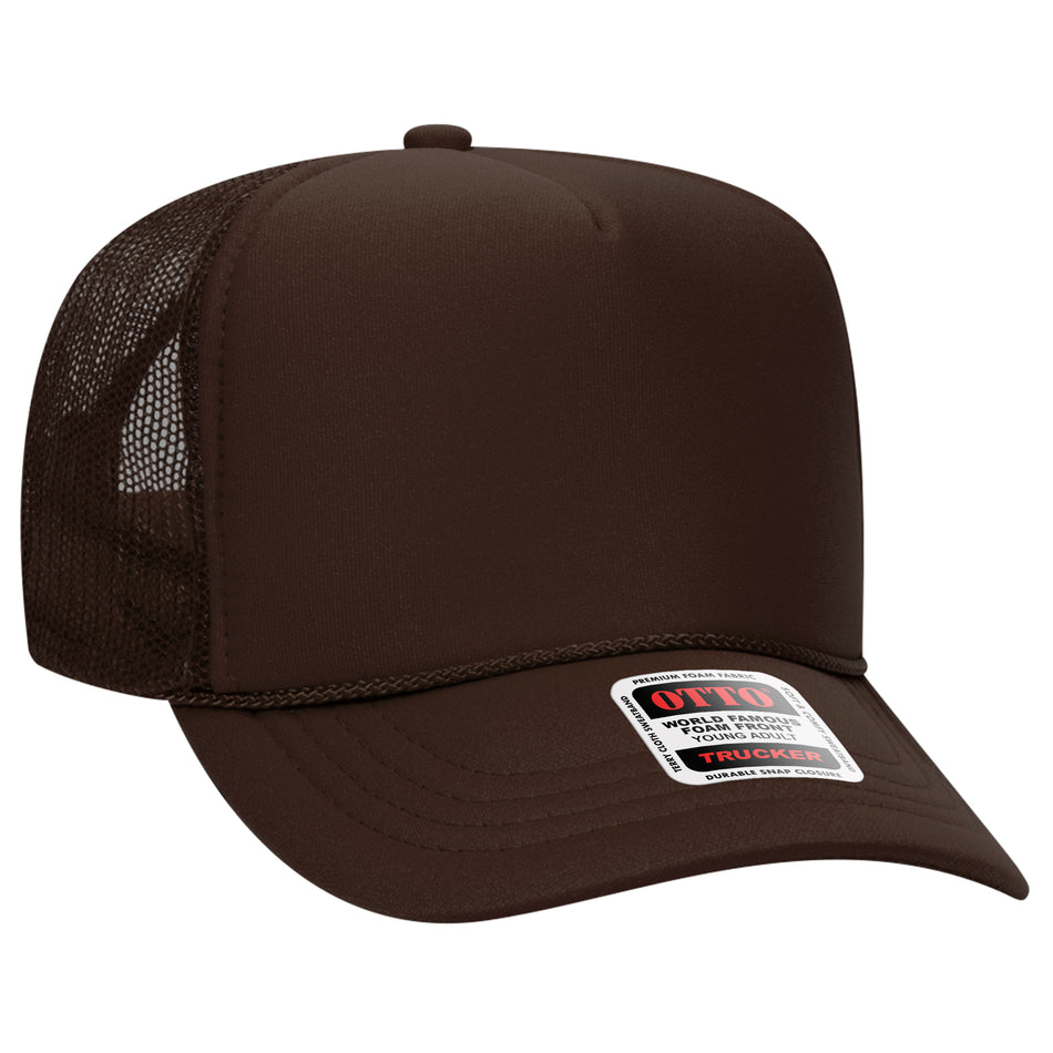 OTTO CAP 5 Panel High Crown Mesh Back Trucker Hat OTTO 39-165-007 - Brown Otto Cap 007 - Brown Young Adult