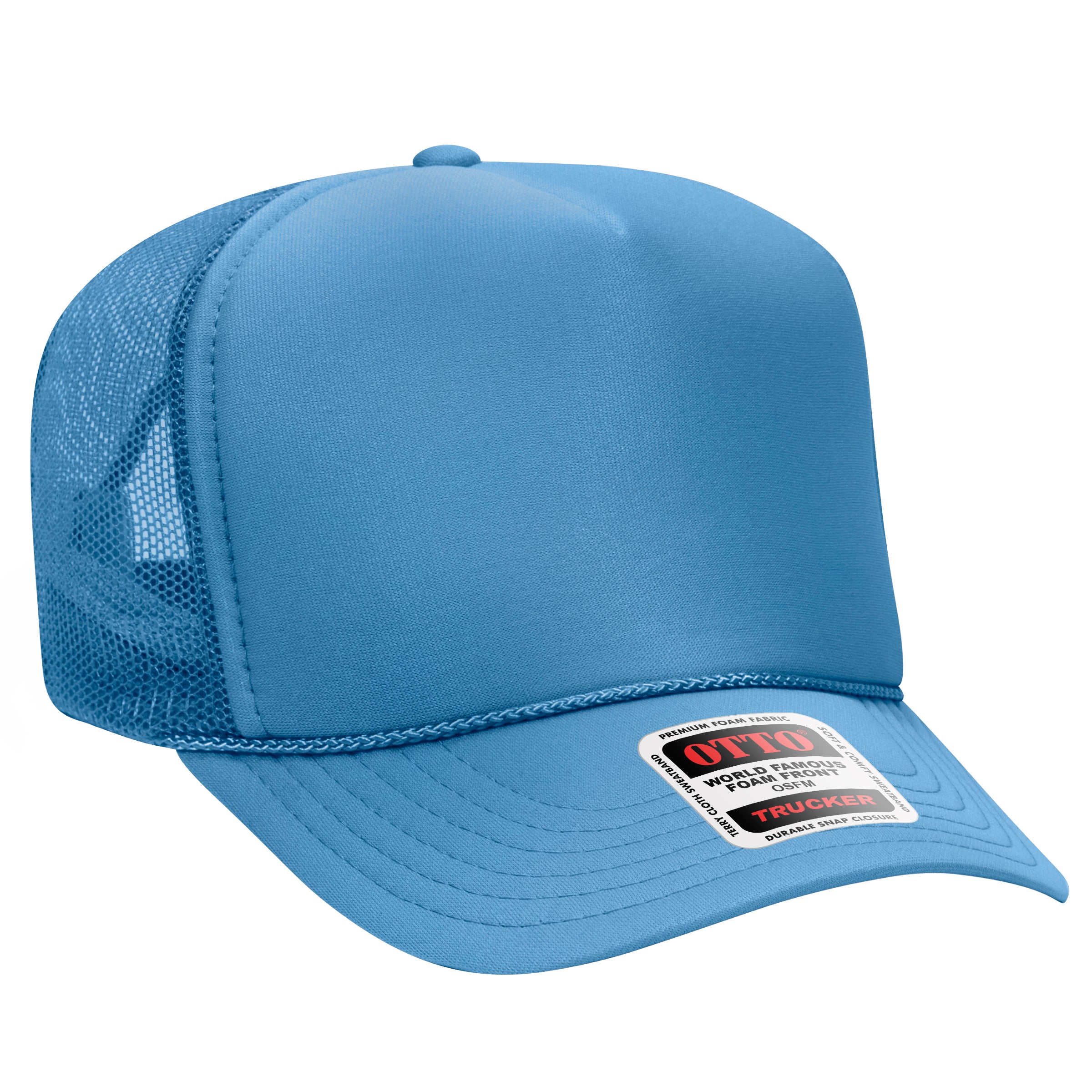 OTTO CAP 5 Panel High Crown Mesh Back Trucker Hat - OTTO Otto Cap 008 - Col. Blue OSFM - Adult