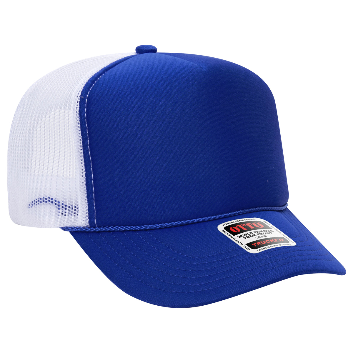 OTTO CAP 5 Panel High Crown Mesh Back Trucker Hat - OTTO Otto Cap 010116 - Ryl/Ryl/Wht OSFM - Adult