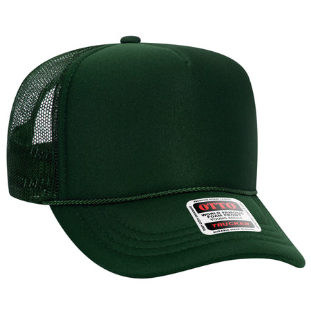 OTTO CAP 5 Panel High Crown Mesh Back Trucker Hat - OTTO Otto Cap 017 - Dk. Green Young Adult