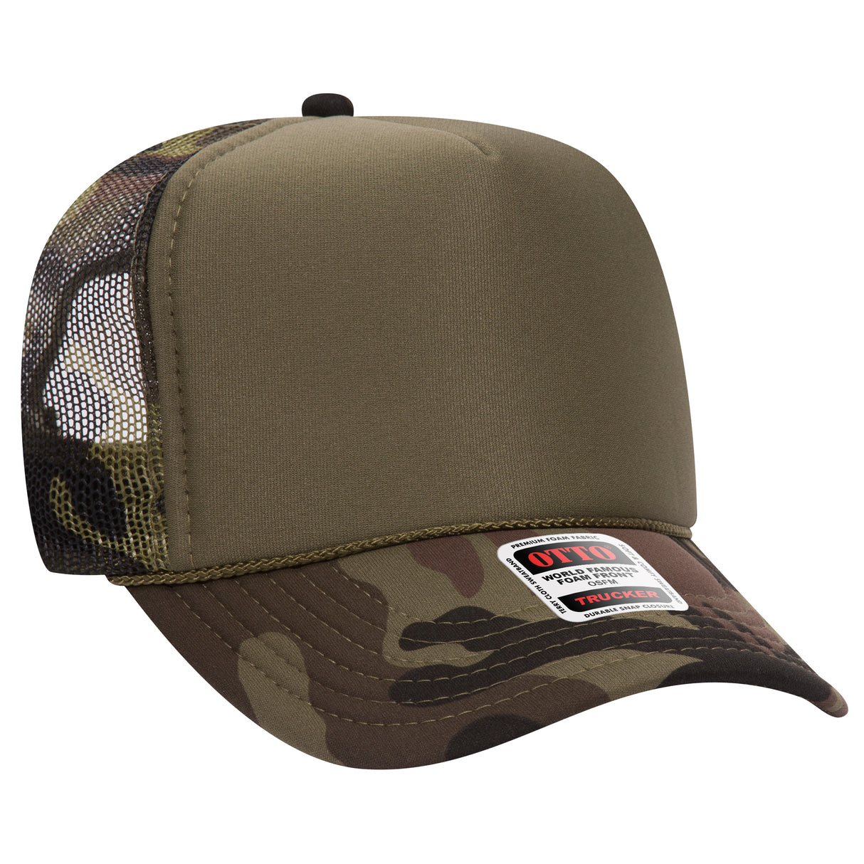 OTTO CAP 5 Panel High Crown Mesh Back Trucker Hat OTTO 39-165