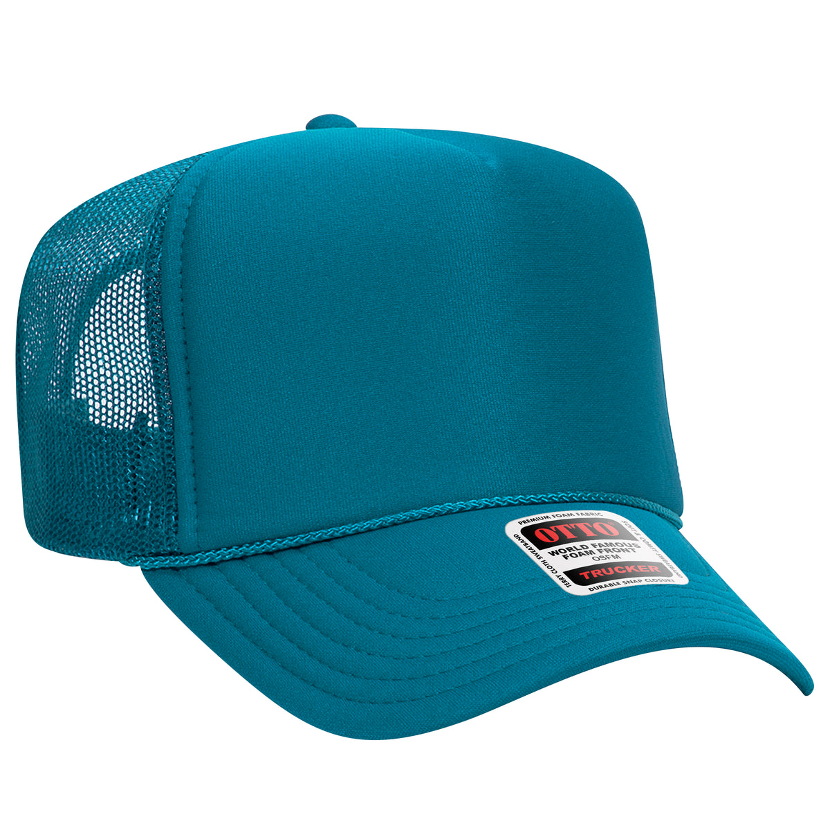 OTTO CAP 5 Panel High Crown Mesh Back Trucker Hat - OTTO Otto Cap 022 - Turquoise OSFM - Adult