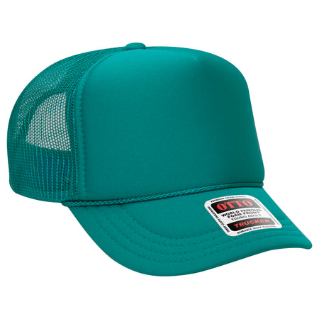 OTTO CAP 5 Panel High Crown Mesh Back Trucker Hat - OTTO Otto Cap 024 - Jade Young Adult