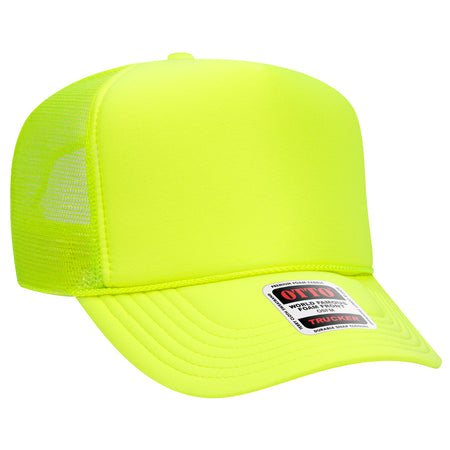 OTTO CAP 5 Panel High Crown Mesh Back Trucker Hat - OTTO Otto Cap 040 - N. Yellow OSFM - Adult