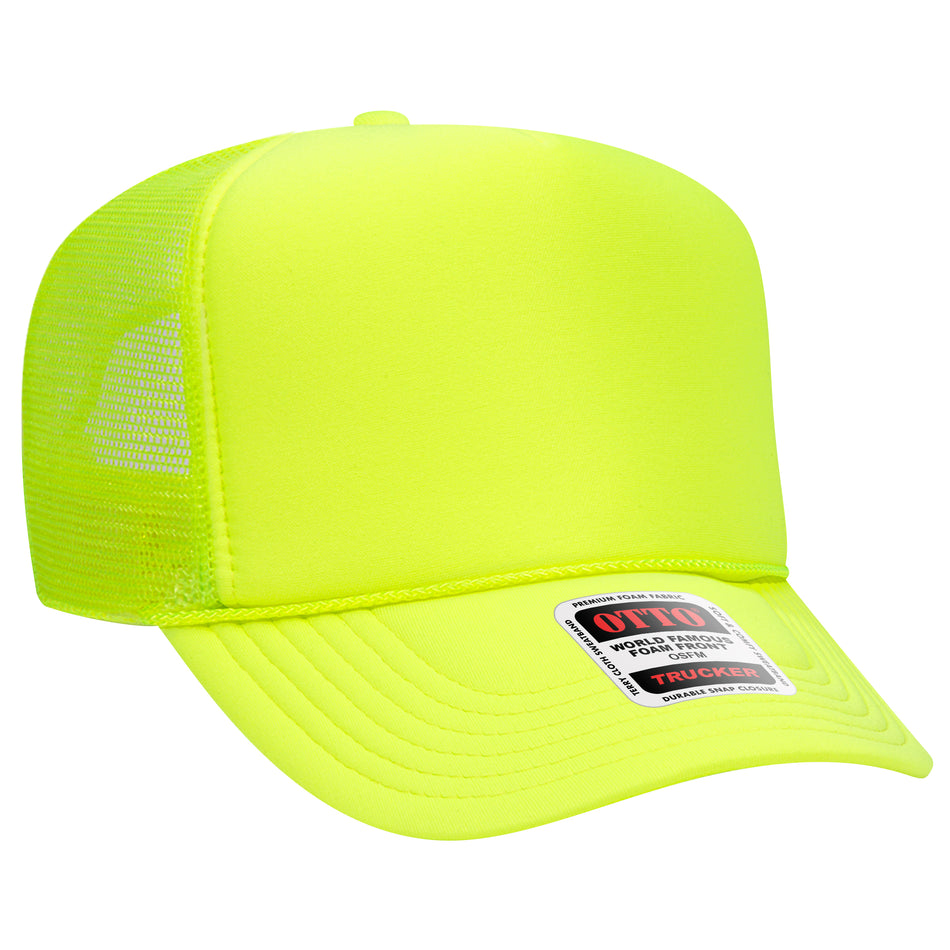 OTTO CAP 5 Panel High Crown Mesh Back Trucker Hat OTTO 39-165-040 - N. Yellow Otto Cap 040 - N. Yellow OSFM - Adult