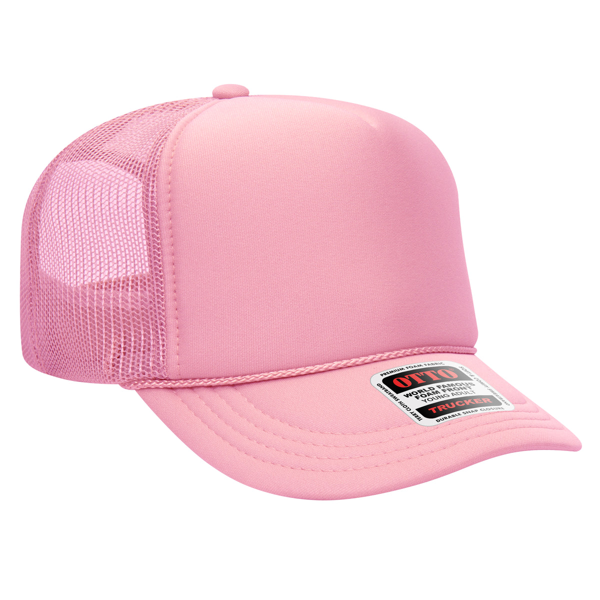 OTTO CAP 5 Panel High Crown Mesh Back Trucker Hat - OTTO Otto Cap 050 - Pink Young Adult