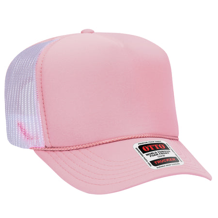 OTTO CAP 5 Panel High Crown Mesh Back Trucker Hat - OTTO Otto Cap 121216 - S.Pnk/S.Pnk/Wht OSFM - Adult