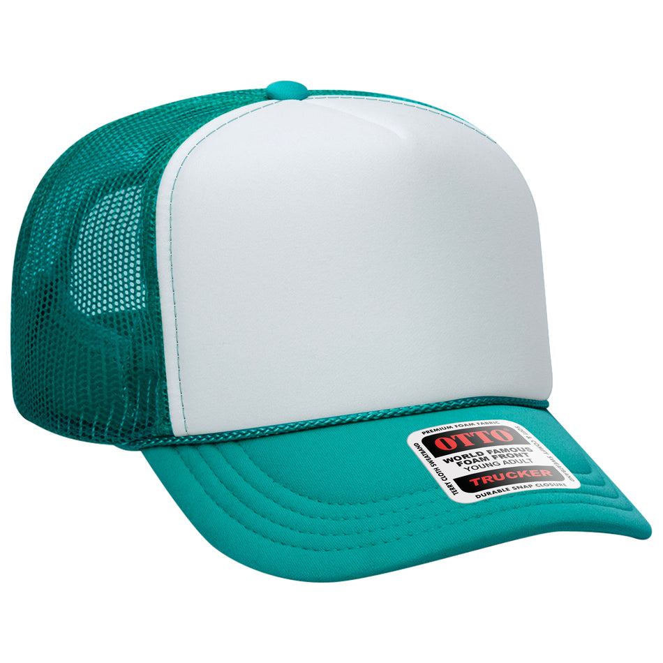 OTTO CAP 5 Panel High Crown Mesh Back Trucker Hat OTTO 39-165-241624 - Jade/Wht/Jade Otto Cap 241624 - Jade/Wht/Jade Young Adult