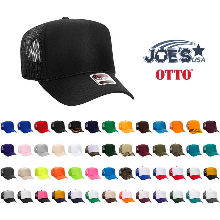 OTTO CAP 5 Panel High Crown Mesh Back Foam Trucker Hat 39165 Joe's USA