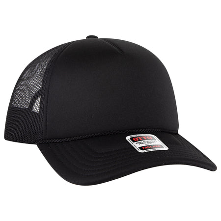 OTTO CAP 5 Panel Low Profile Mesh Back Trucker Hat OTTO 39102-1 Otto Cap 003 - Black OSFM - Adult