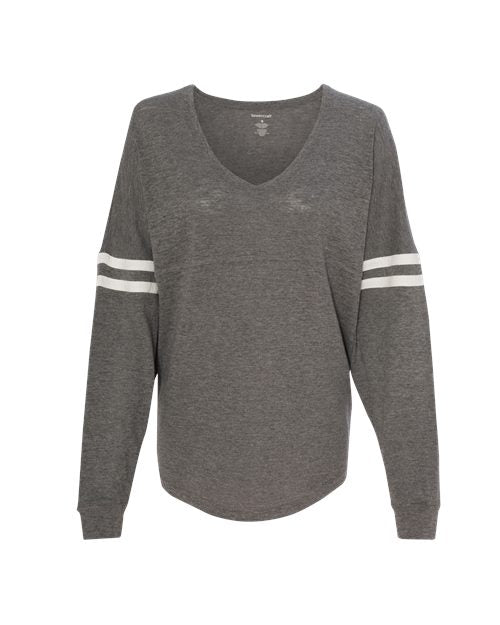 Boxercraft Women’s Slub Jersey Varsitee V-Neck Long Sleeve T-Shirt - Boxercraft T17