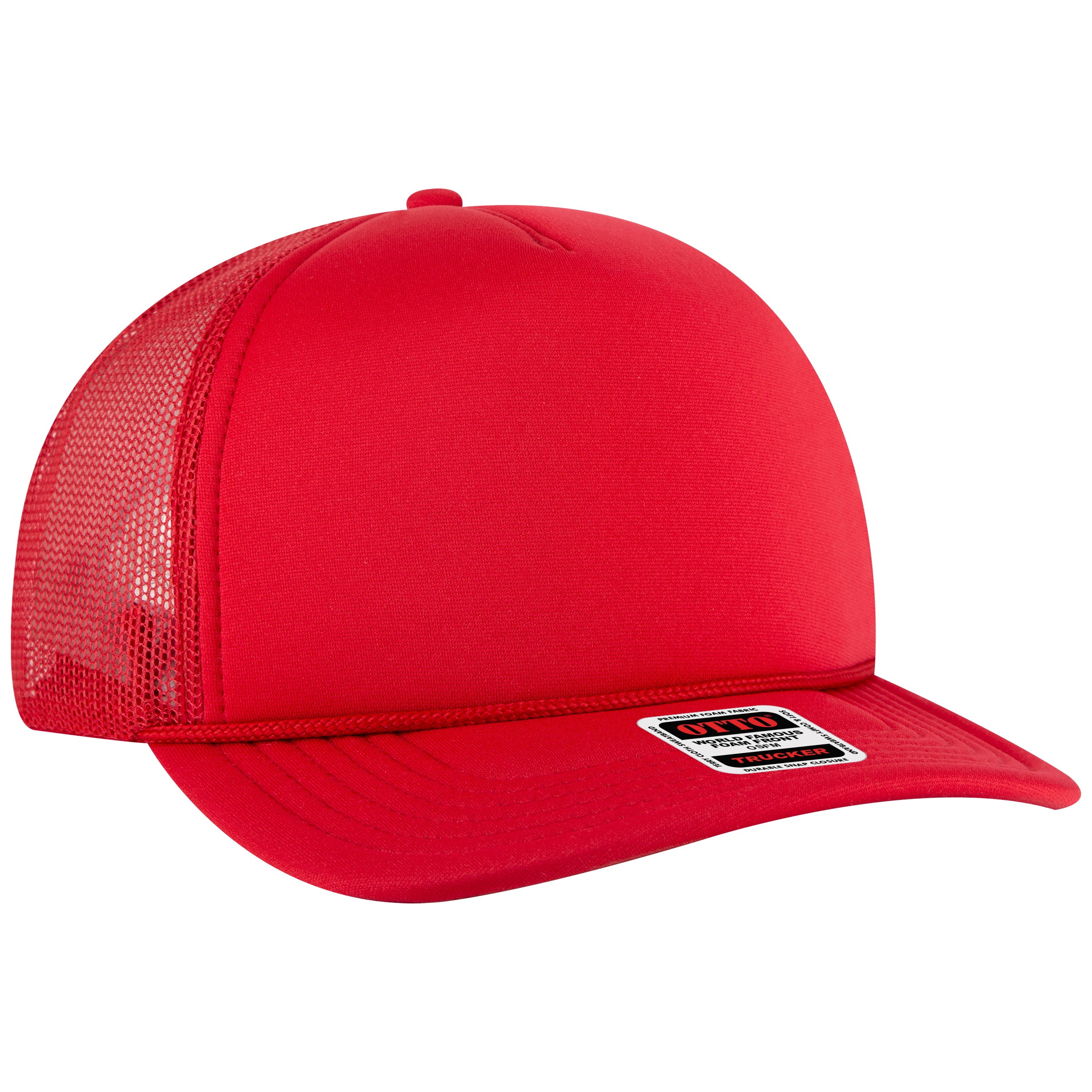 OTTO CAP 5 Panel High Crown Mesh Back Trucker Hat OTTO 3931-1 Otto Cap 002 - Red OSFM - Adult