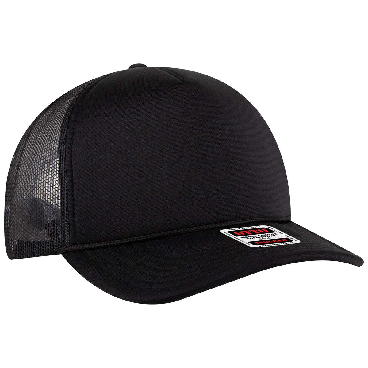 OTTO CAP 5 Panel High Crown Mesh Back Trucker Hat OTTO 3931-1 Otto Cap 003 - Black OSFM - Adult