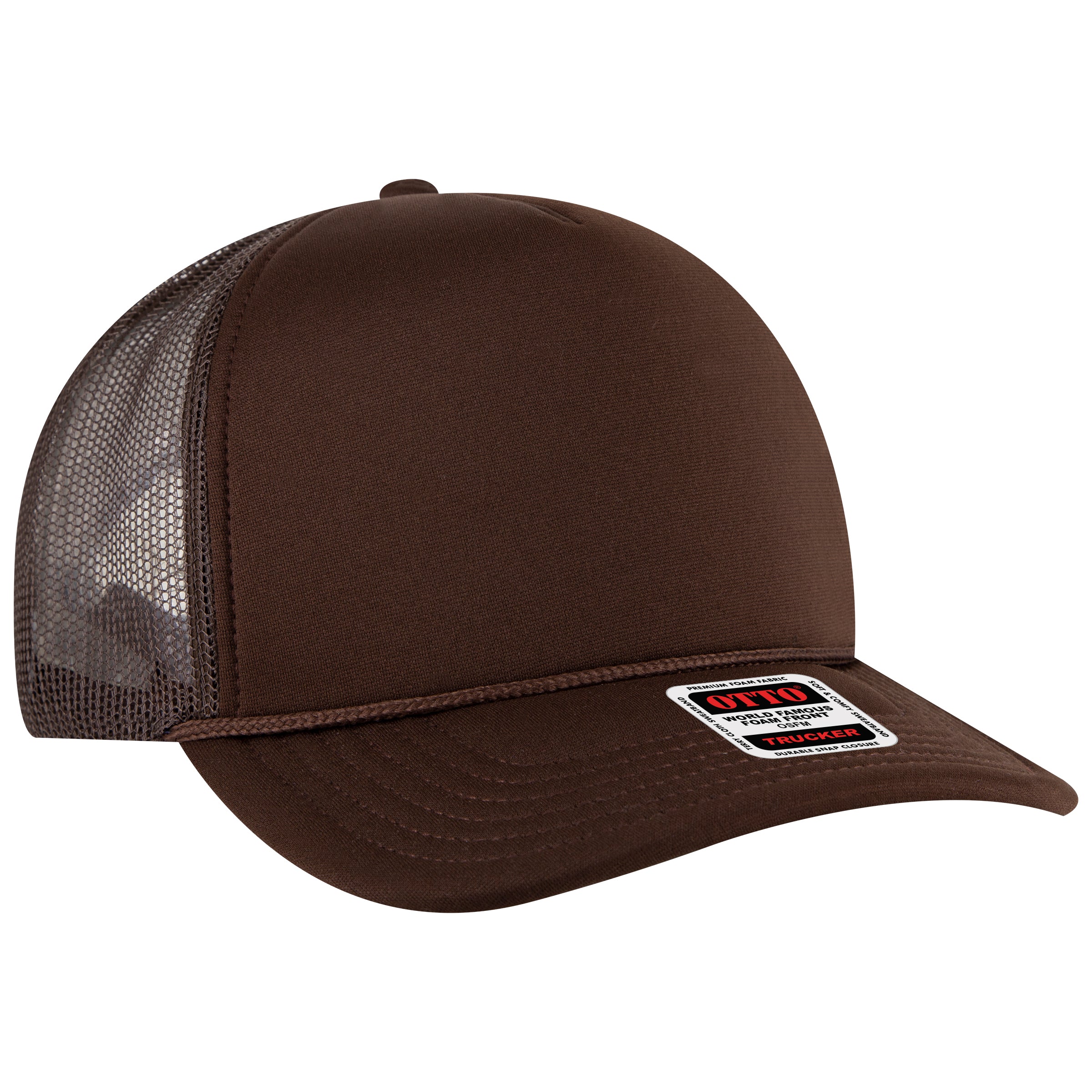 OTTO CAP 5 Panel High Crown Mesh Back Trucker Hat OTTO 3931-1 Otto Cap 007 - Brown OSFM - Adult