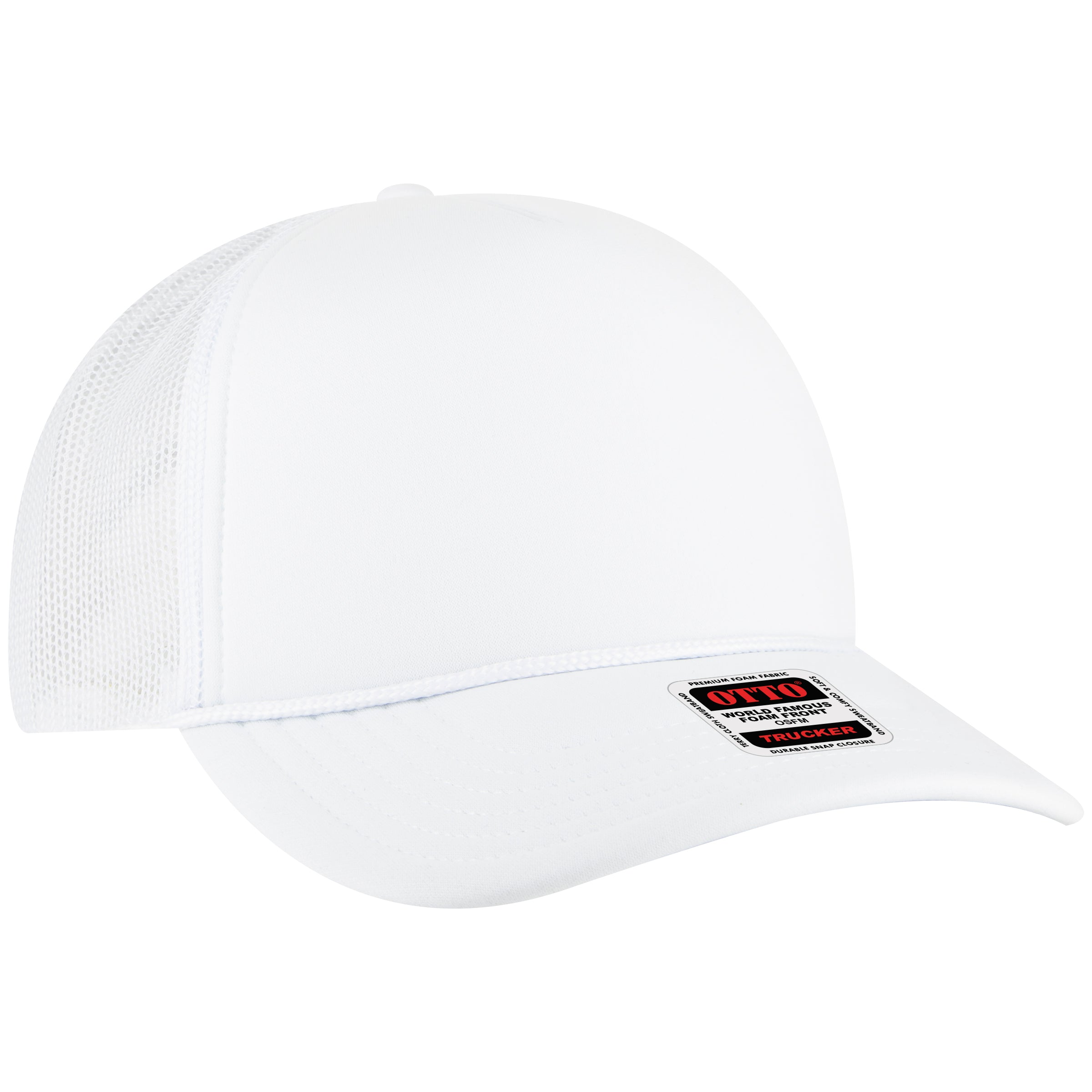 OTTO CAP 5 Panel High Crown Mesh Back Trucker Hat OTTO 3931-1 Otto Cap 016 - White OSFM - Adult