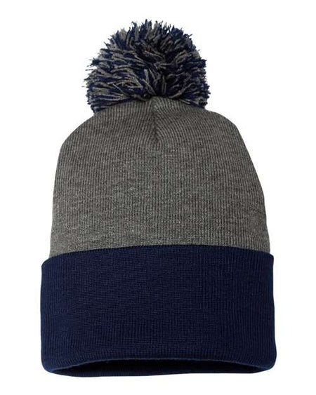 Sportsman 12" Pom-Pom Cuffed Beanie - Sportsman SP15 Sportsman Dark Heather Grey/ Navy One Size