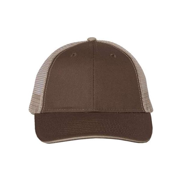 Valucap Sandwich Trucker Cap - Valucap S102 Valucap Brown/ Khaki Adjustable