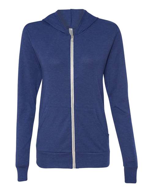 BELLA + CANVAS Triblend Lightweight Full-Zip Hooded Long Sleeve Tee - BELLA + CANVAS 3939 BELLA + CANVAS Navy Triblend XS