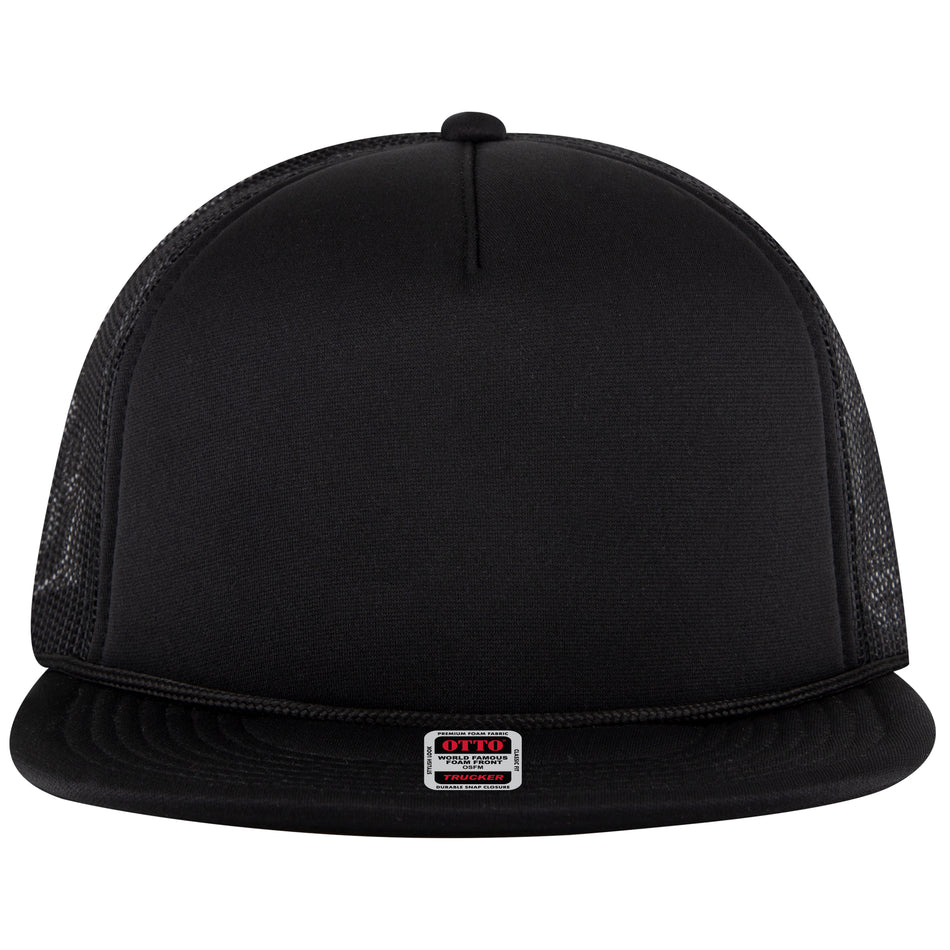 OTTO CAP 5 Panel Pro Style Mesh Back Trucker Snapback Hat OTTO 39950-1 Otto Cap 003 - Black OSFM - Adult