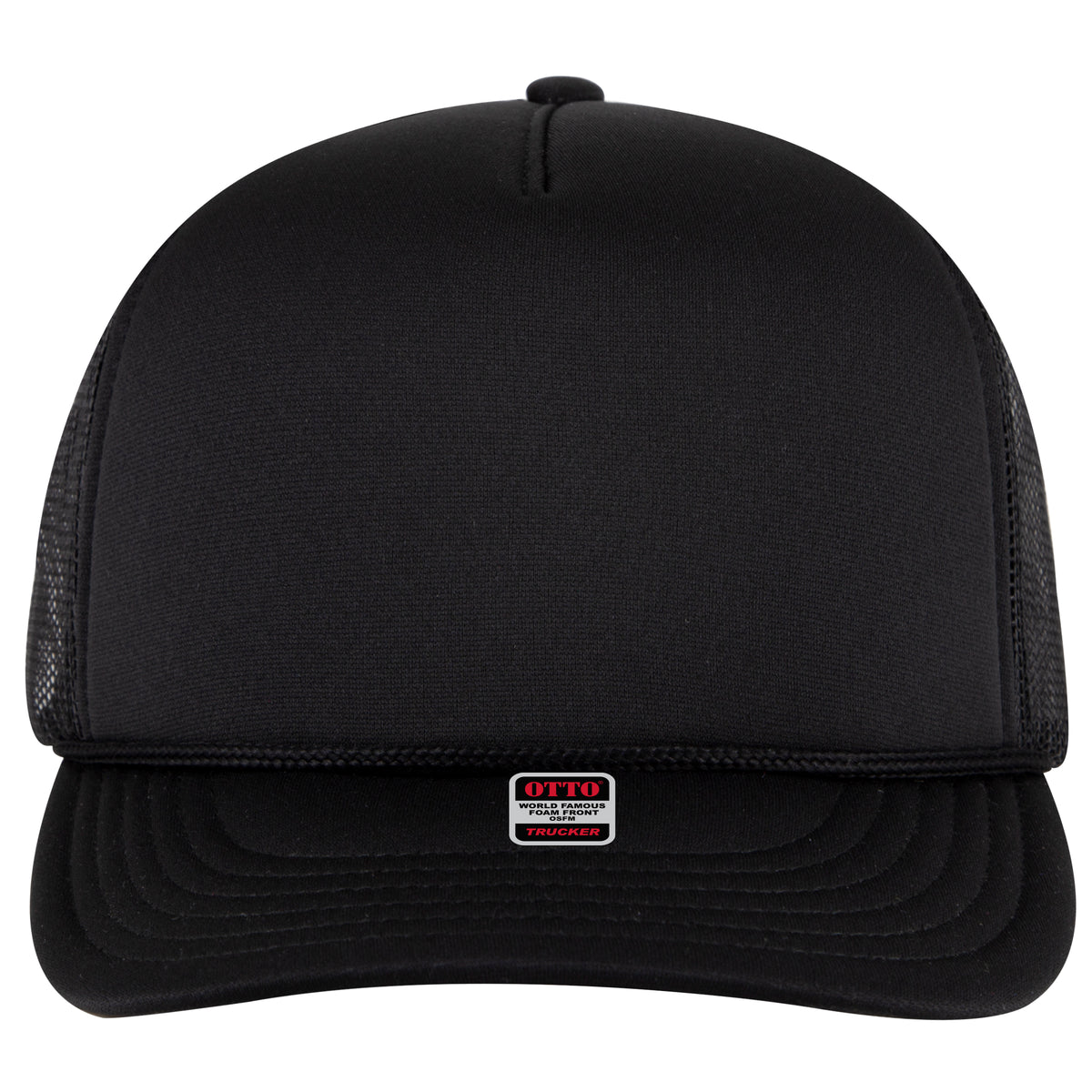 OTTO CAP 5 Panel Pro Style Mesh Back Trucker Hat OTTO 39950-2 Otto Cap 003 - Black OSFM - Adult