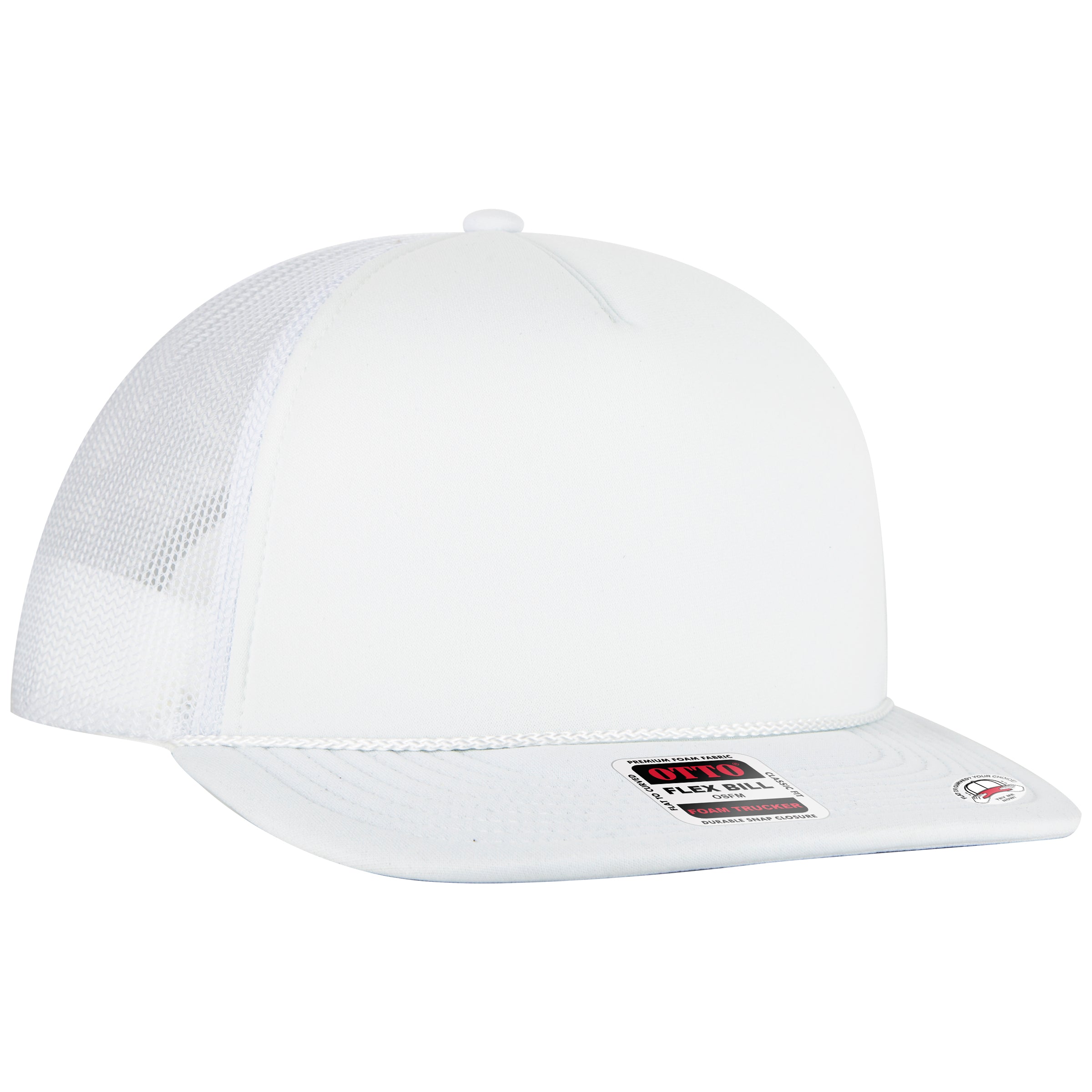 OTTO CAP "OTTO SNAP" 5 Panel Pro Style Mesh Back Trucker Snapback Hat OTTO 3995015-1 Otto Cap 016 - White OSFM - Adult