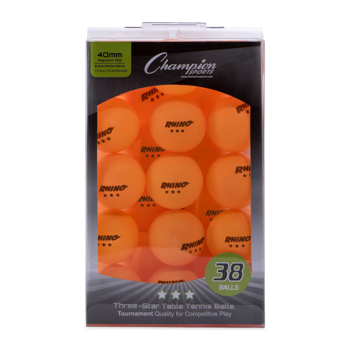 Champion Sports 3-STAR TOURNAMENT TABLE TENNIS BALLS WHITE, PACK OF 6