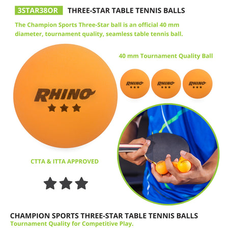Champion Sports 3STR6WH 3-STAR Tournament Table Tennis Balls White, Pack of 6