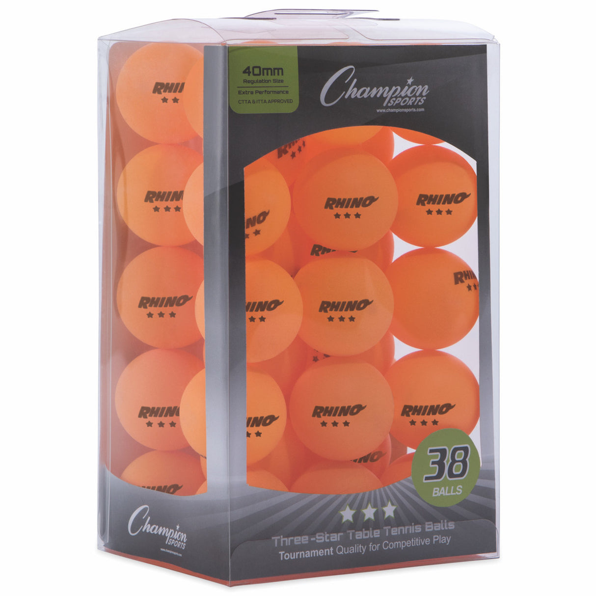 Champion Sports 3-STAR TOURNAMENT TABLE TENNIS BALLS WHITE, PACK OF 6